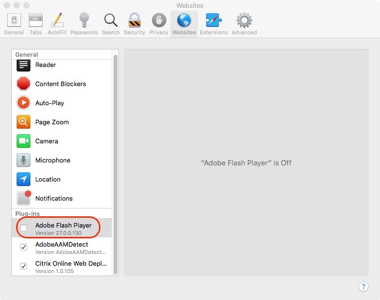 Adobe Flash Player para Mac OS X versión 10.5.8